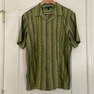 Banana Republic Men’s Polo Short Sleeves Size L Lime Green Dark Green Stripes